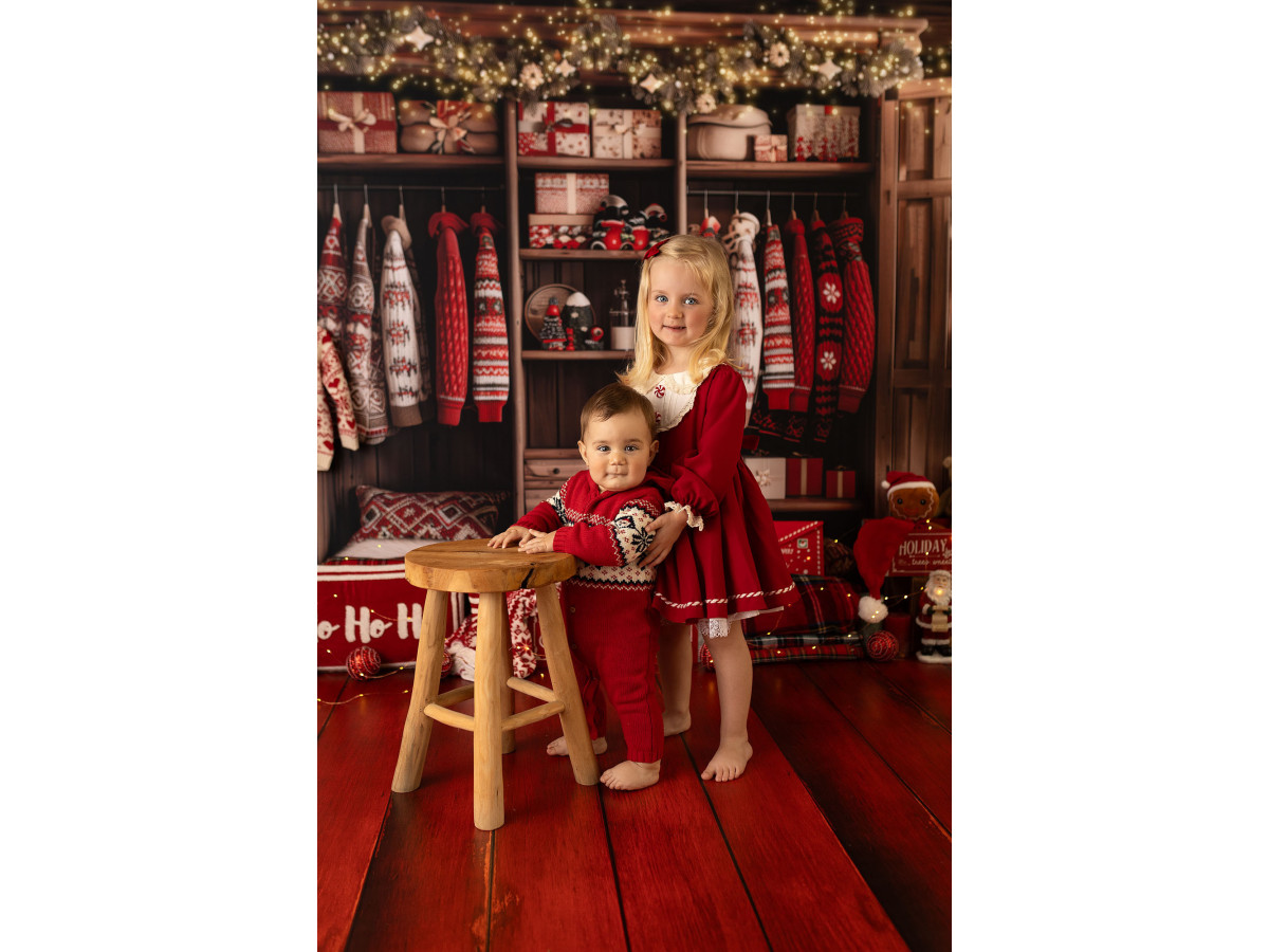 Fondo y suelo fotográficos de Navidad Santa Wood – tablones de madera pintados de rojo | Colors&Drops
