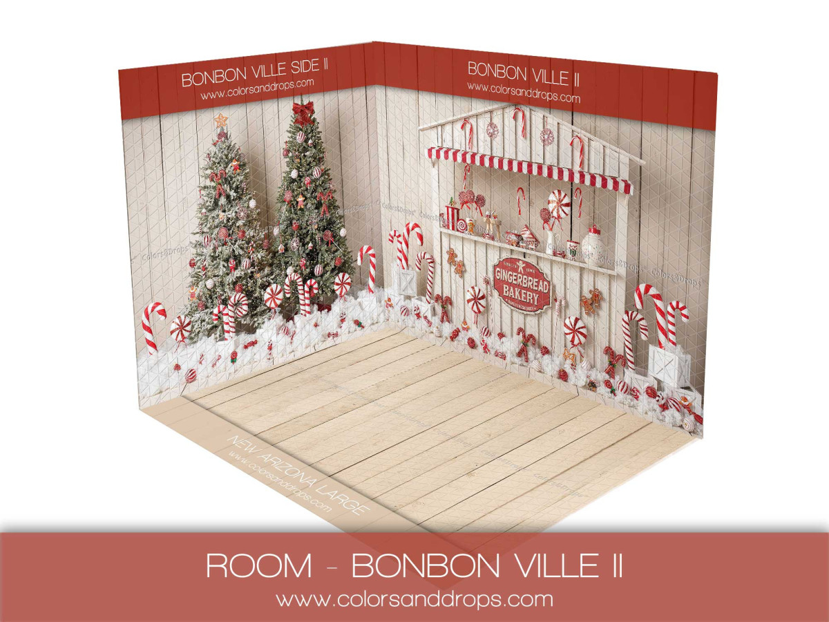 Fond photo d'angle de Noël Bonbonville II – stand de bonbons de Noël | Colors&Drops