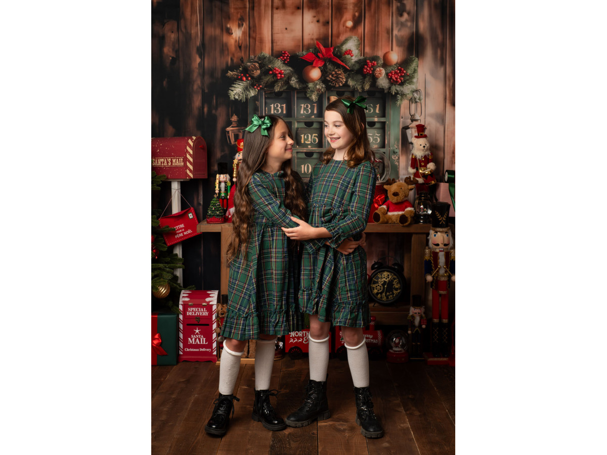 Christmas corner photo backdrop Santas Workshop – Santa's workshop with wooden floor | Colors&Drops