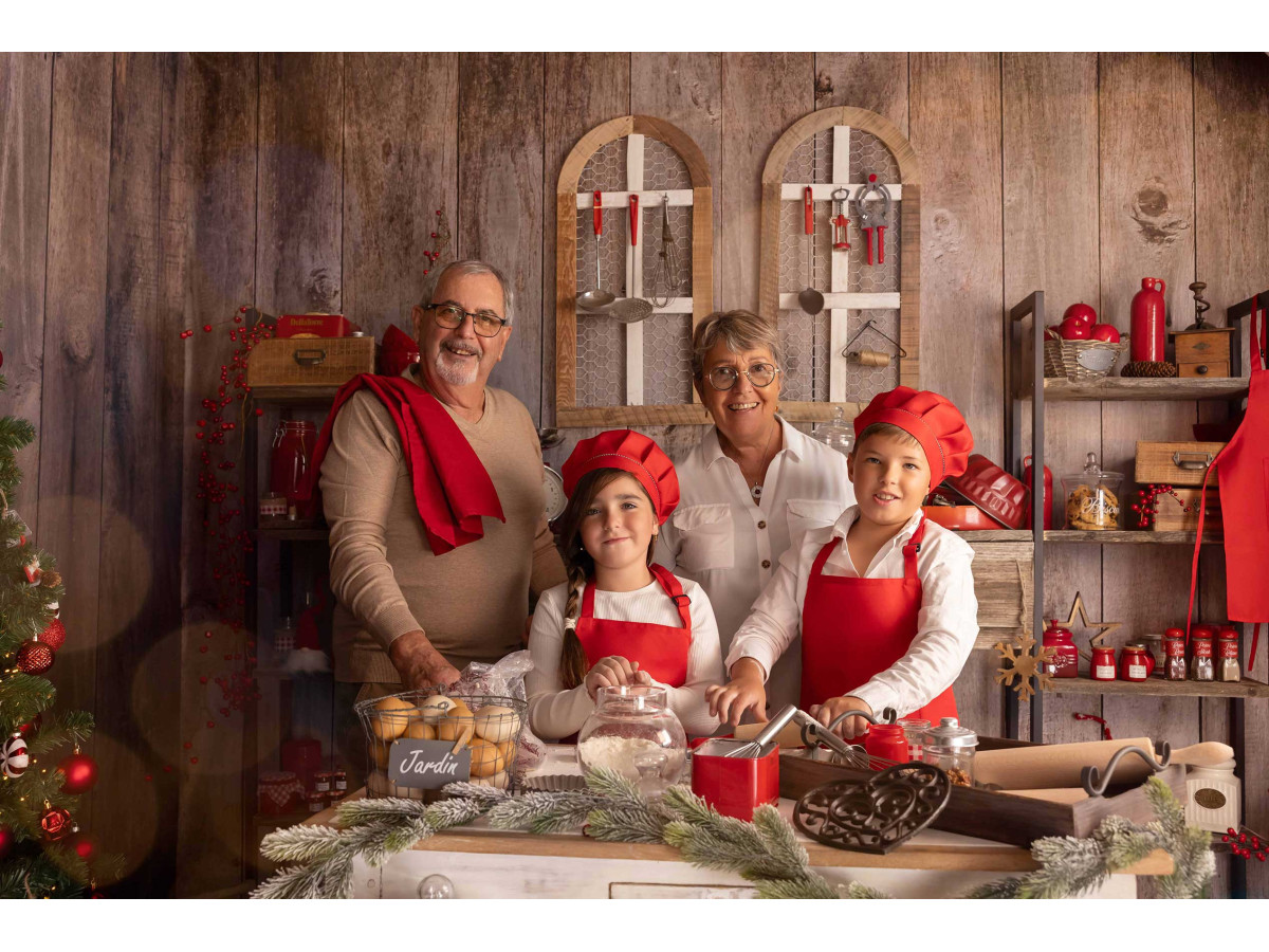 Fondo fotográfico de esquina de Navidad La Cuisine D'Antan – cocina antigua con suelo de madera | Colors&Drops