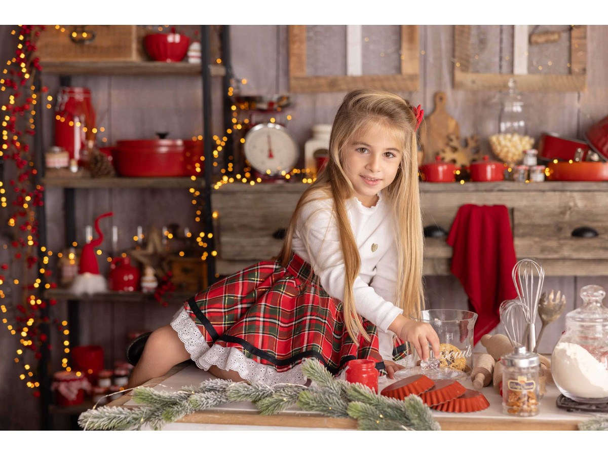Fondo fotográfico de Navidad La Cuisine D'Antan – cocina antigua de madera decorada para Navidad | Colors&Drops