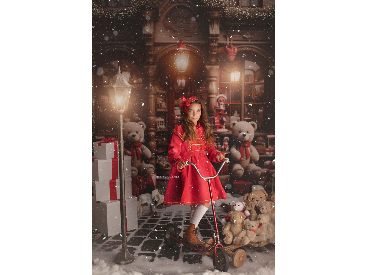 Fond photo de Noël Nounours Store – boutique de nounours de Noël avec ours géants et cadeaux | Colors&Drops