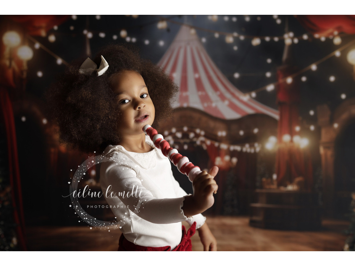 Fondo fotográfico de esquina Christmas Circus + New Red Lake – conjunto de circo navideño con suelo de parquet | Colors&Drops