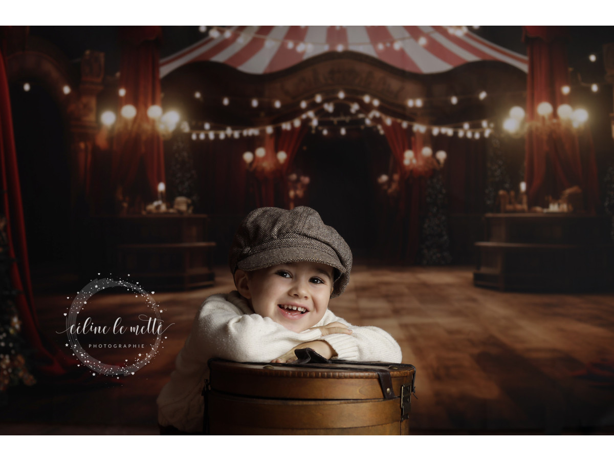 Fondo fotográfico de esquina Christmas Circus + New Red Lake – conjunto de circo navideño con suelo de parquet | Colors&Drops
