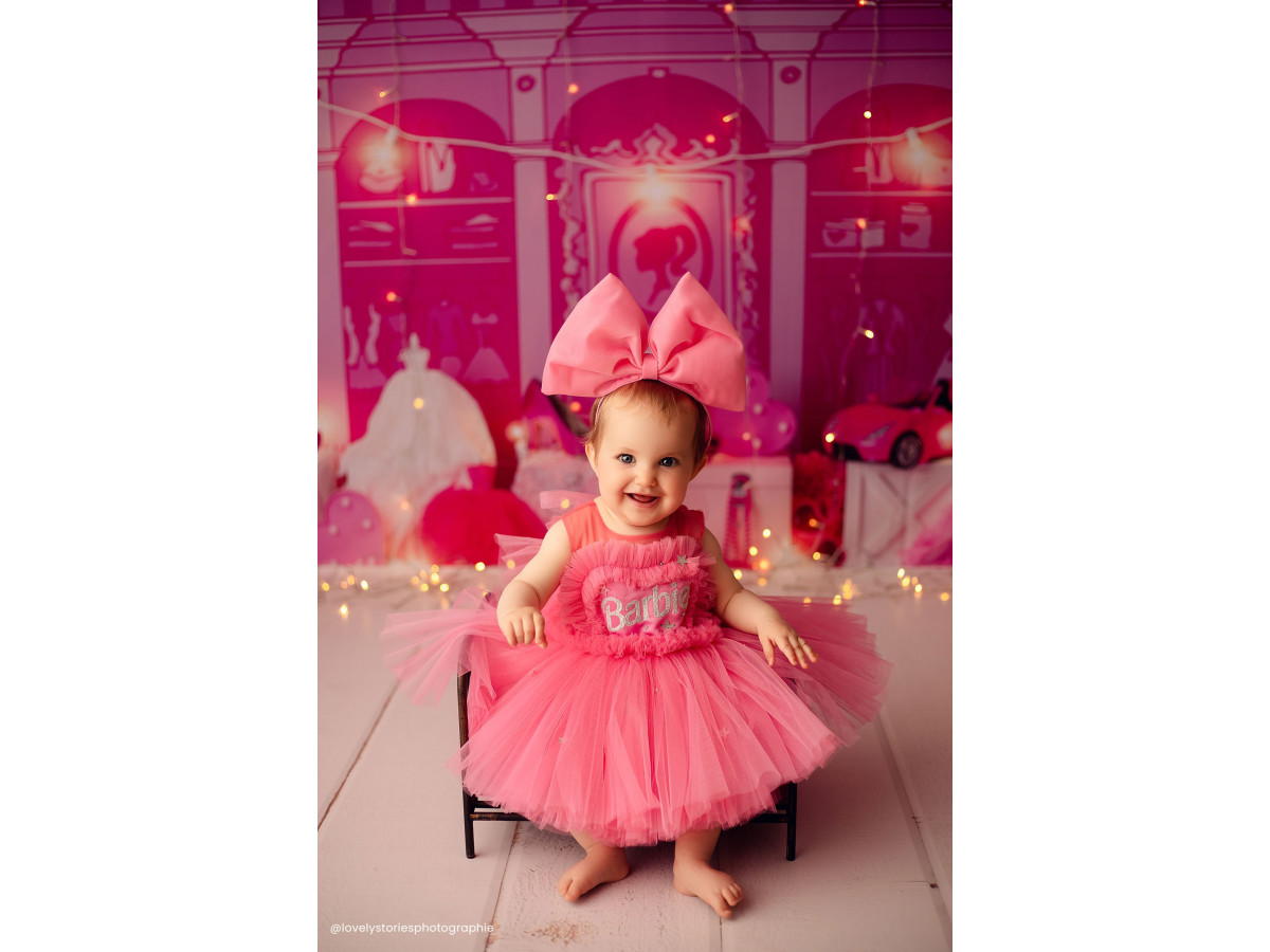 Baby & cake smash photo backdrop Shopping – pink fashion boutique with dresses and accessories | Colors&Drops