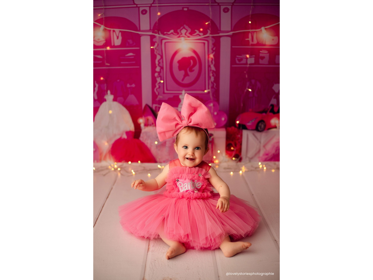 Baby & cake smash photo backdrop Shopping – pink fashion boutique with dresses and accessories | Colors&Drops