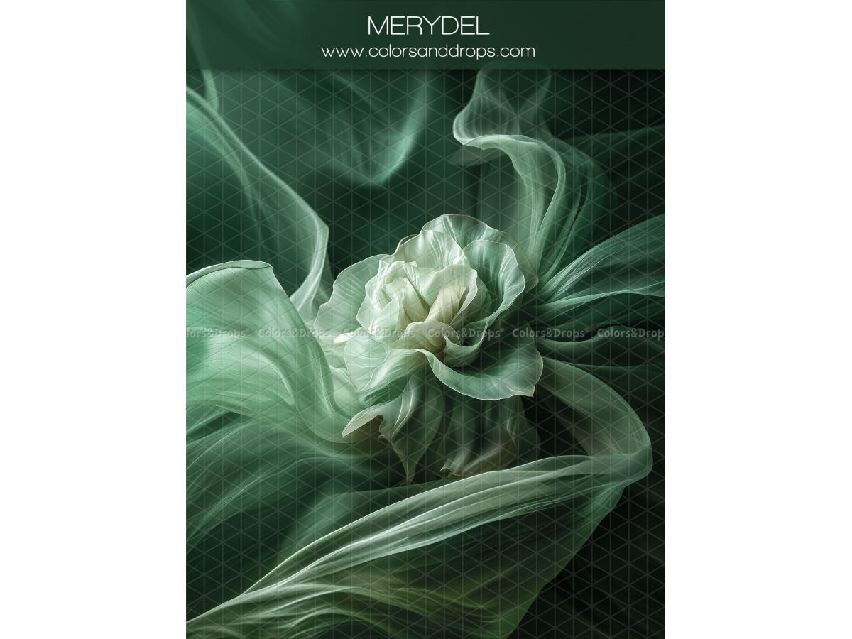 Maternity & portrait photo backdrop Merydel – green fabric flower with flowing veils | Colors&Drops
