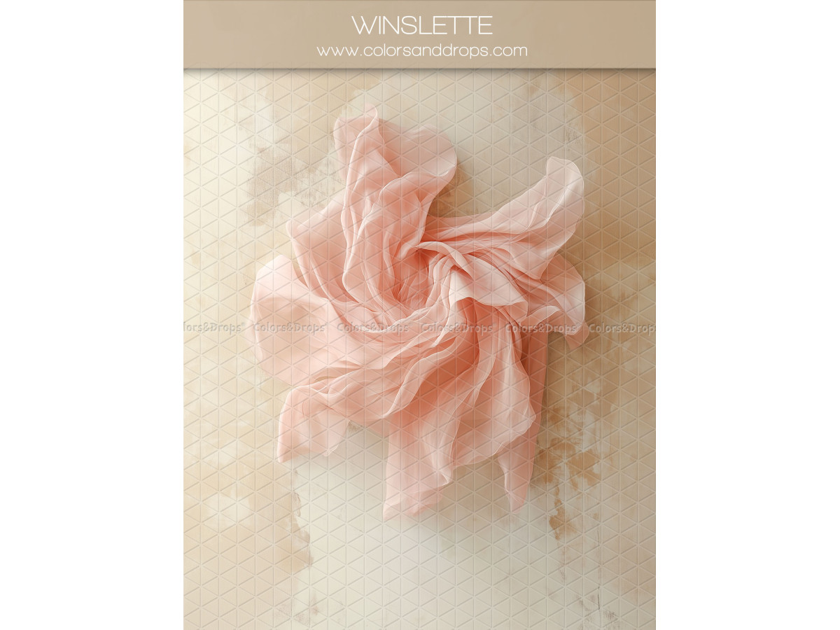Maternity & portrait photo backdrop Winslette – salmon pink fabric flower on weathered wall | Colors&Drops