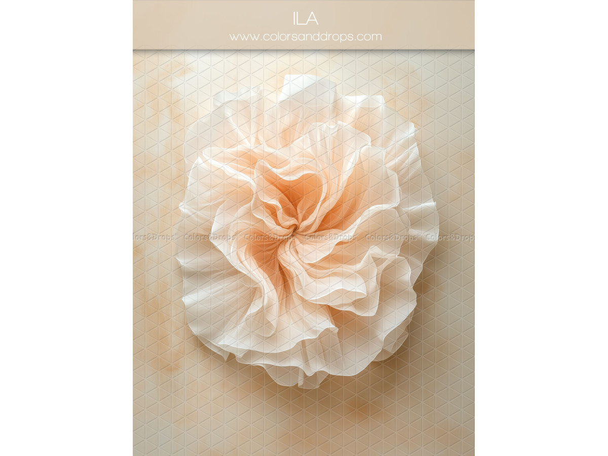 Maternity & portrait photo backdrop Ila – crumpled peach fabric flower | Colors&Drops