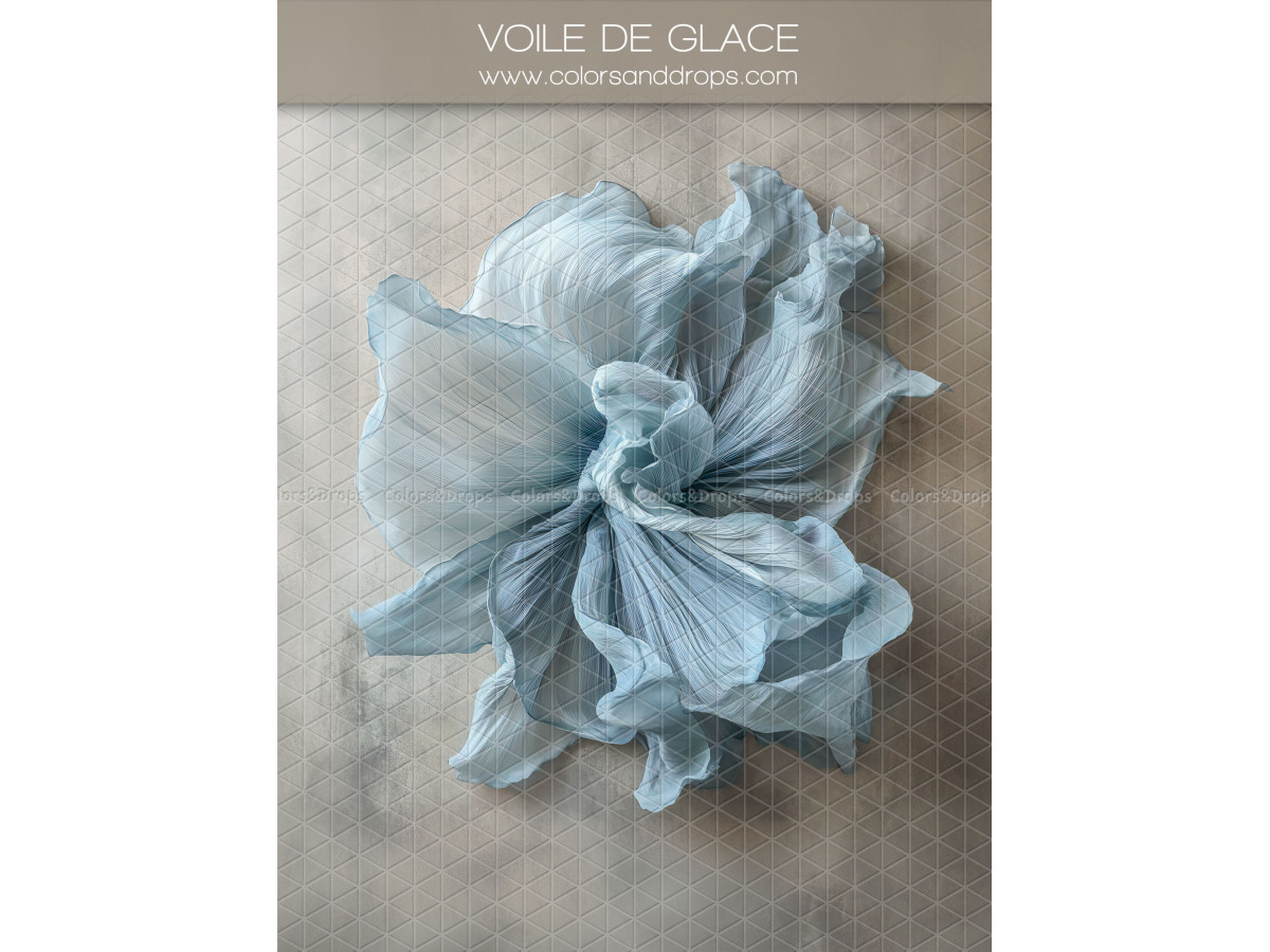 Maternity & portrait photo backdrop Voile de Glace – crumpled glacier blue sheer flower | Colors&Drops