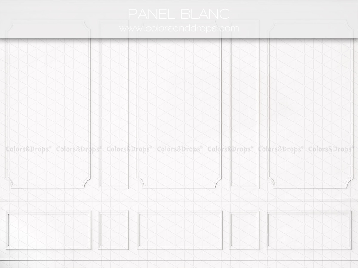 Fondo fotográfico blanco texturizado Panel Blanc – pared con molduras blanca | Colors&Drops