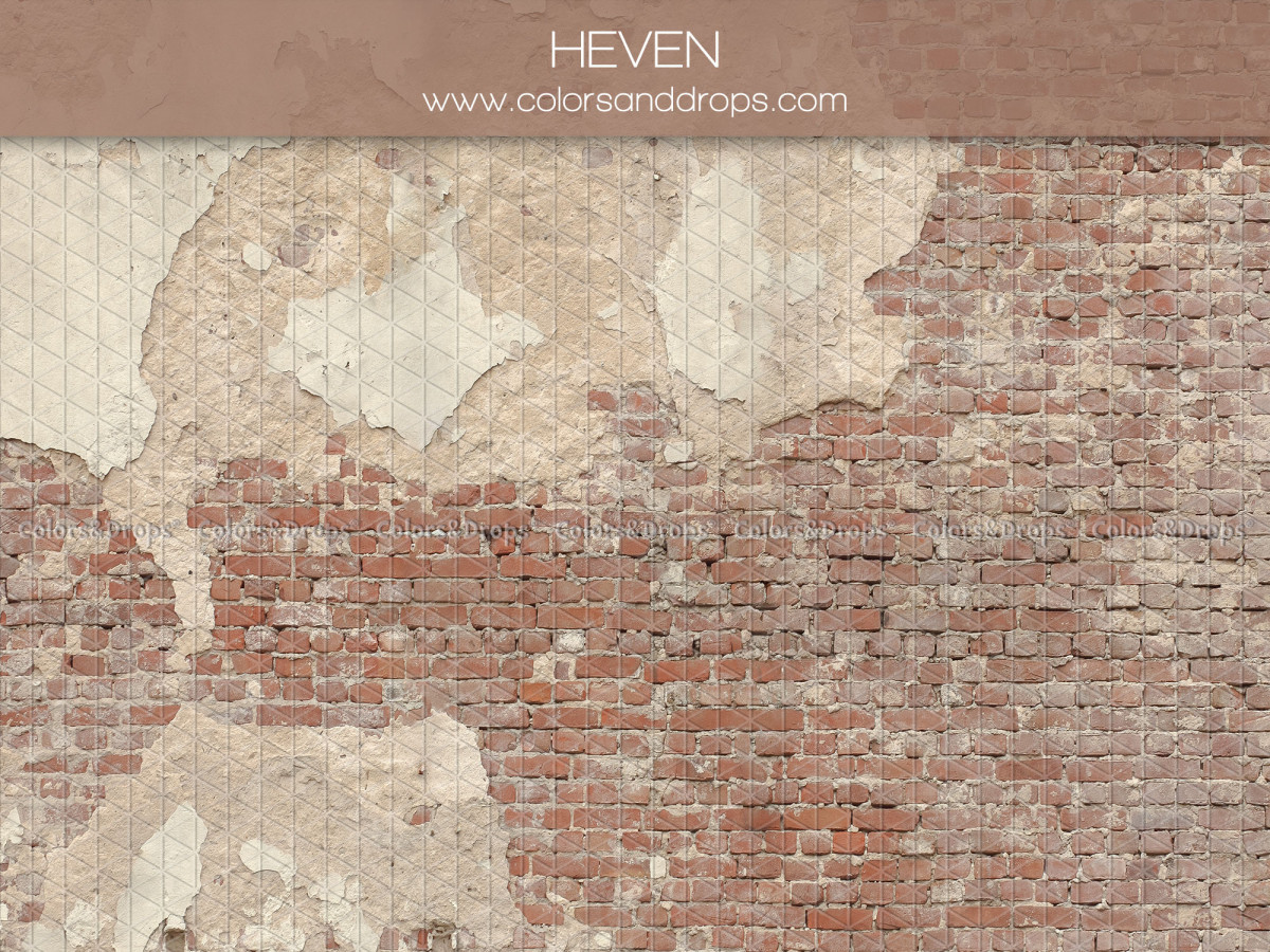 Brick red textured photo backdrop Heven – brick wall with peeling plaster | Colors&Drops
