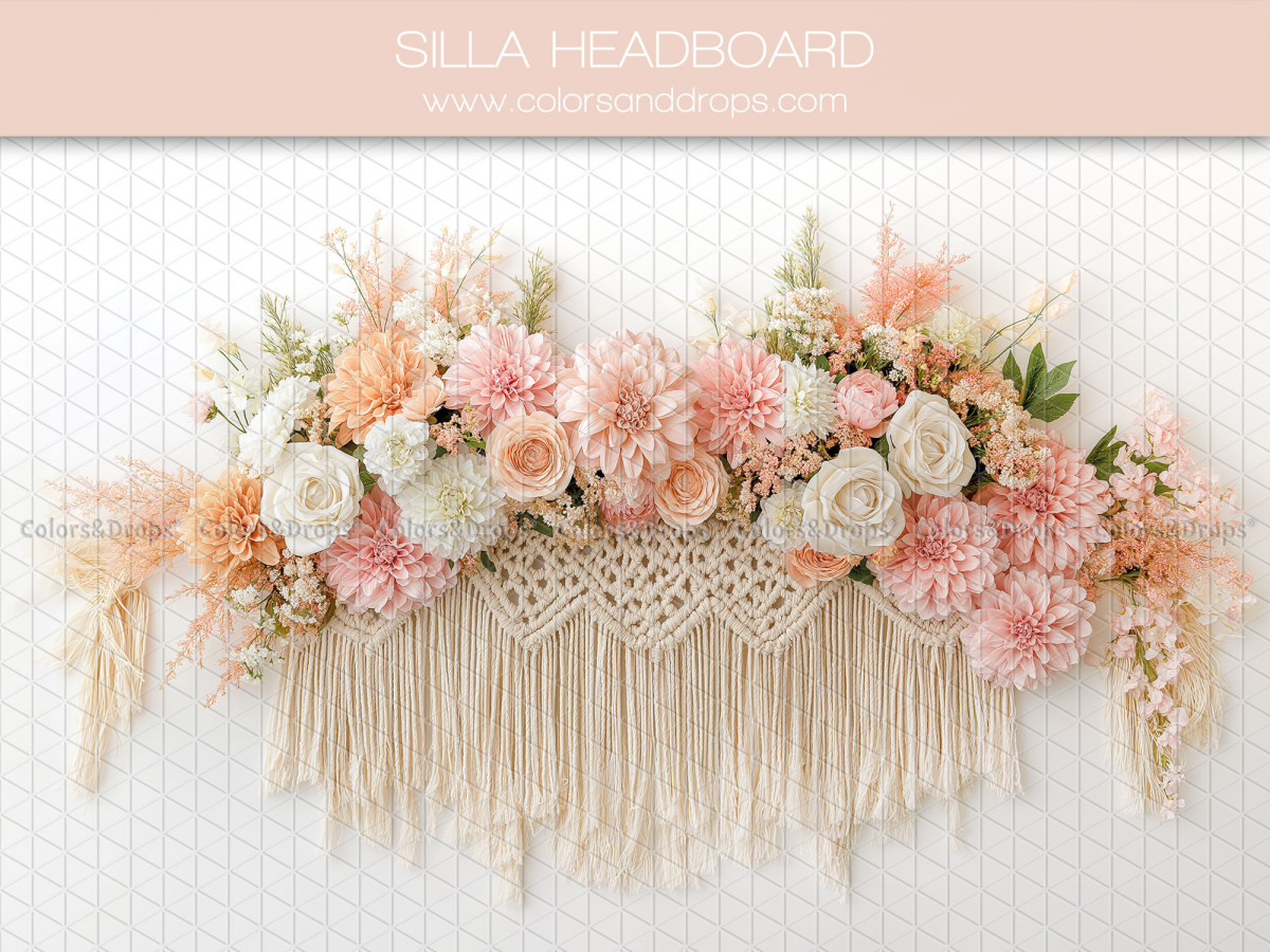 Fond photo fête des mères et des pères Silla Headboard – tête de lit macramé avec bouquet de roses | Colors&Drops