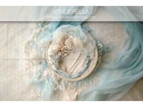Fondo fotográfico de recién nacido Cinderella – nido de velo crema y azul pálido | Colors&Drops
