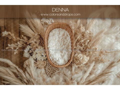 Newborn photo backdrop Denna – oval wicker basket with pampas and dried flowers | Colors&Drops