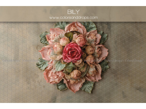 Fondo fotográfico de recién nacido Bily – ramo de rosas en relieve sobre fondo beige | Colors&Drops