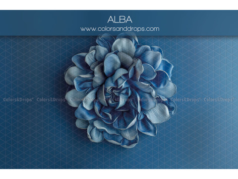 Newborn photo backdrop Alba – large blue relief flower on blue background | Colors&Drops