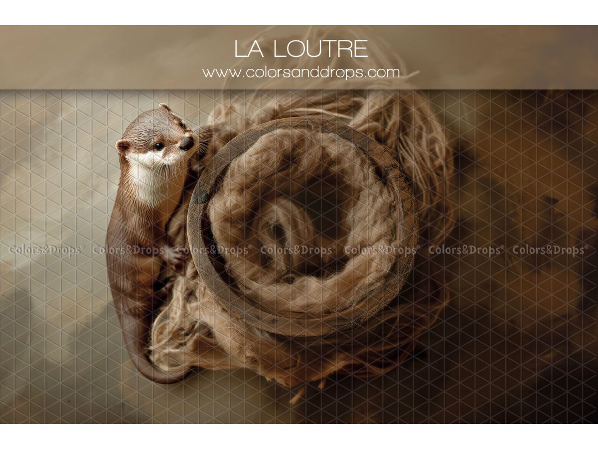 Newborn photo backdrop La Loutre – wool nest with otter | Colors&Drops