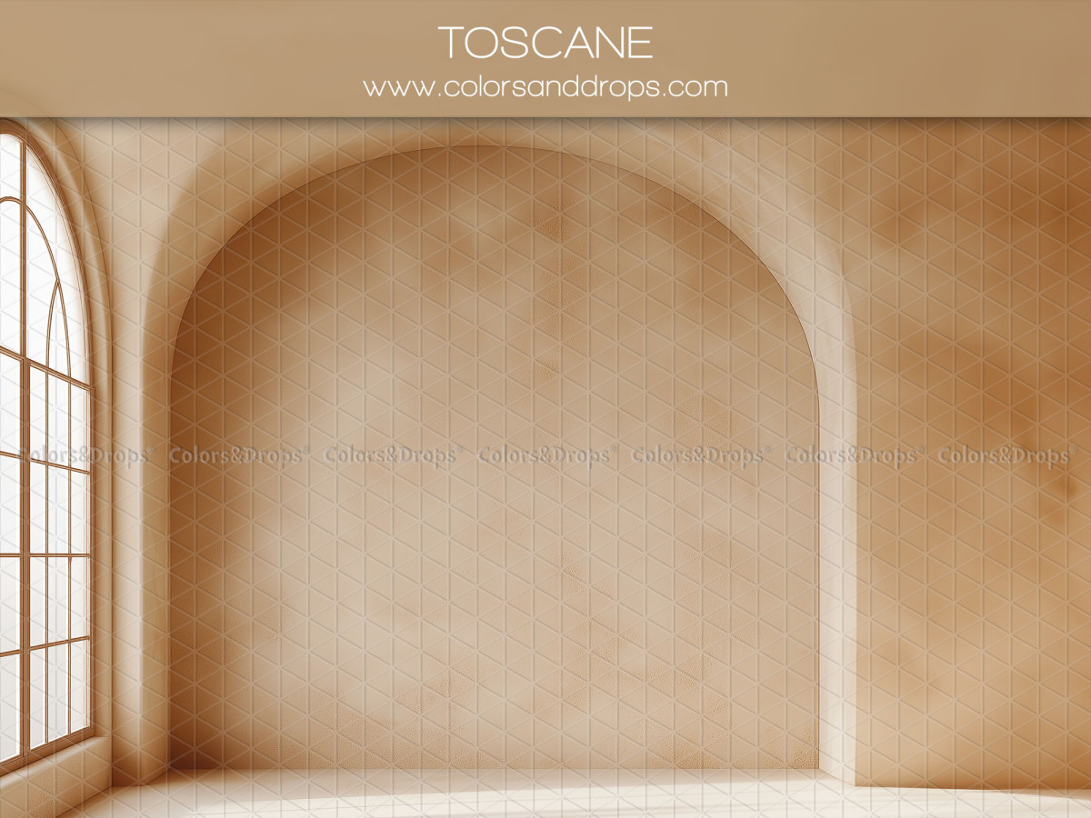 Fond photo grossesse et portrait Toscane – niche cintrée beige avec fenêtre latérale | Colors&Drops