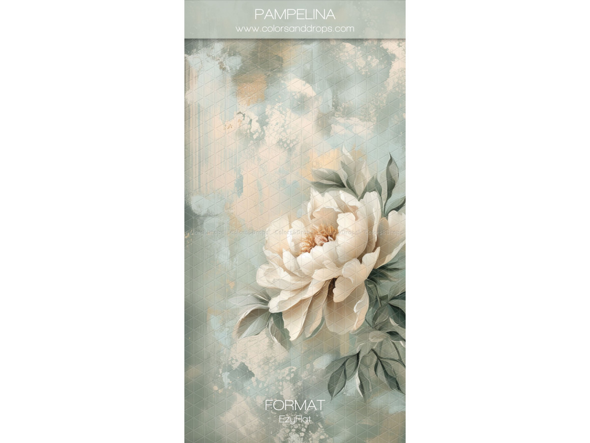 Photo backdrop Pampelina – painted cream peony on sage green background | Colors&Drops