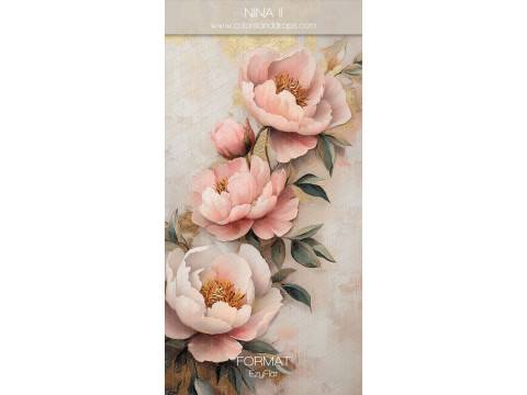 Photo backdrop Nina II – painted pink peonies on cream background | Colors&Drops