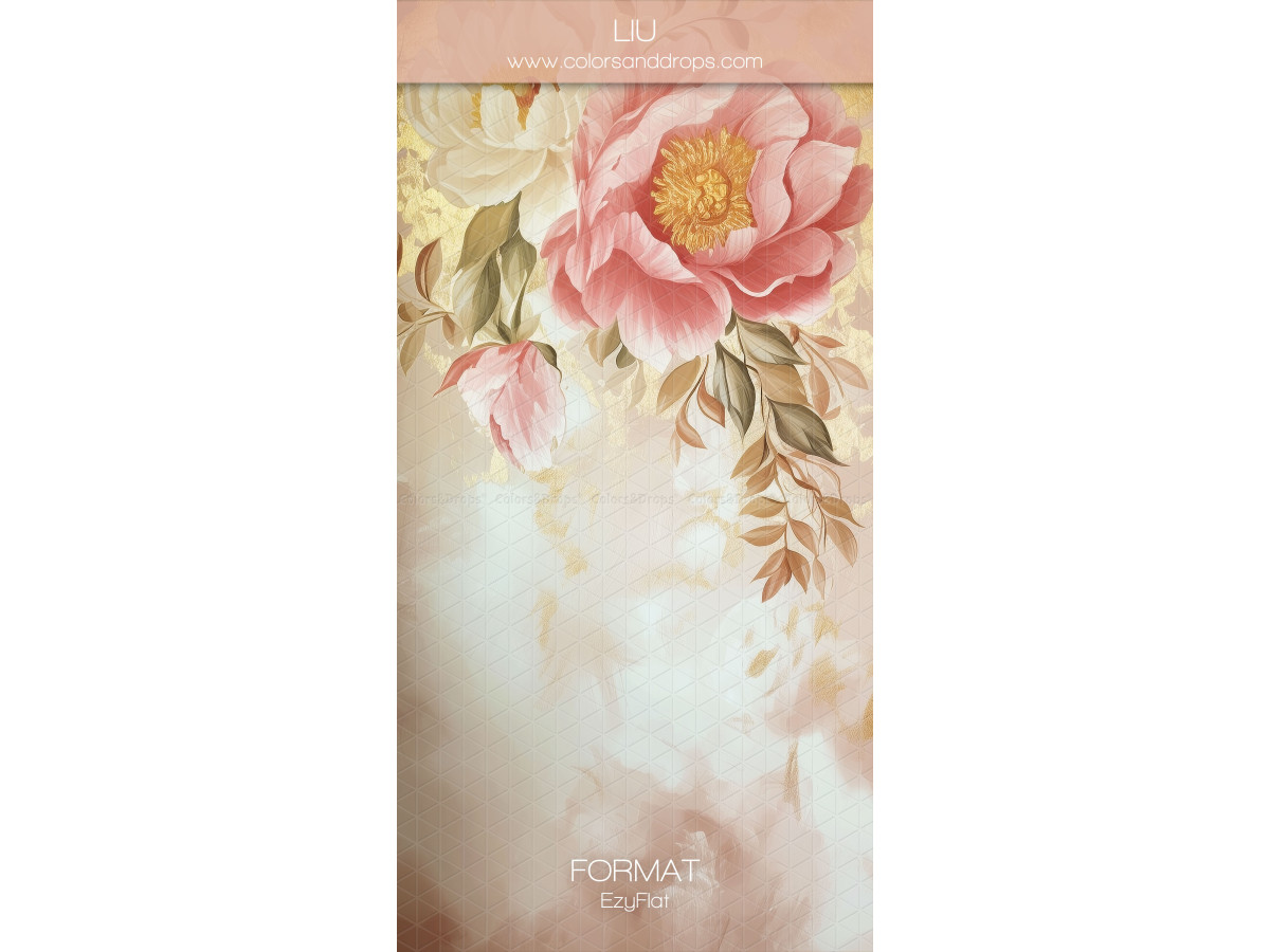 Photo backdrop Liu – painted pink peony on golden cream background | Colors&Drops