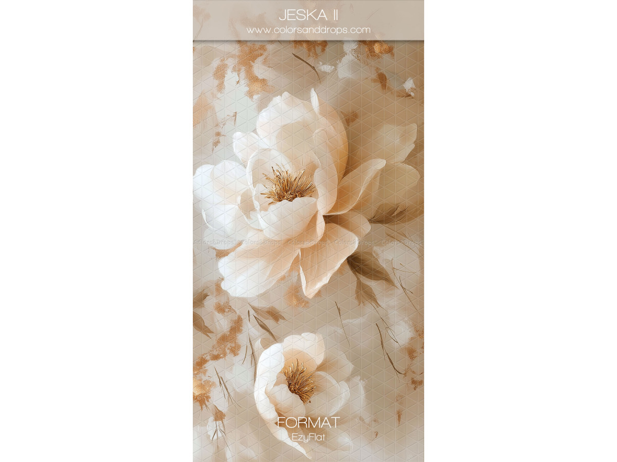 Photo backdrop Jeska II – painted cream peonies on beige background | Colors&Drops
