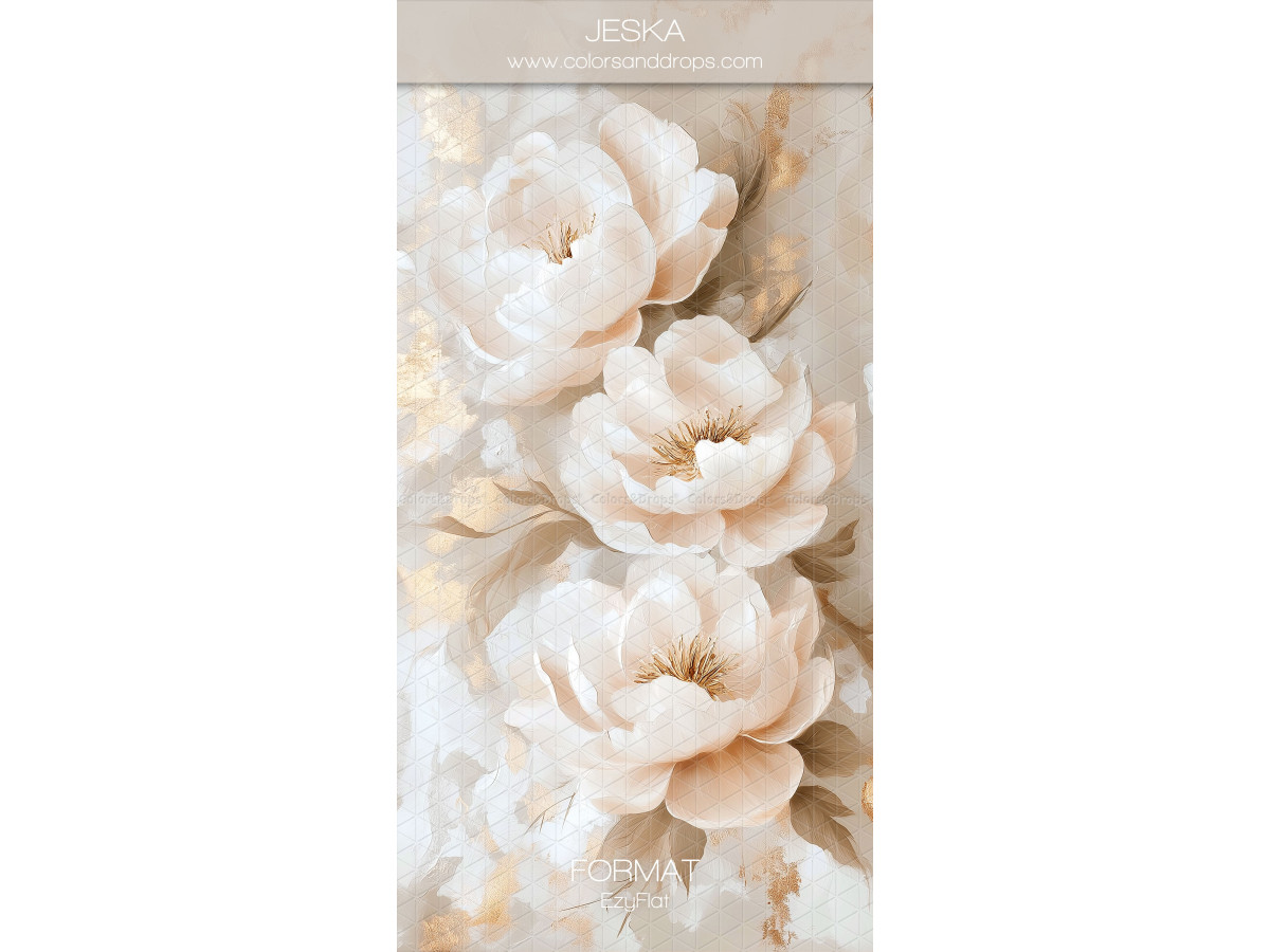 Photo backdrop Jeska – painted creamy white peonies | Colors&Drops
