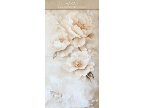 Photo backdrop Haka II – painted white peonies on light background | Colors&Drops