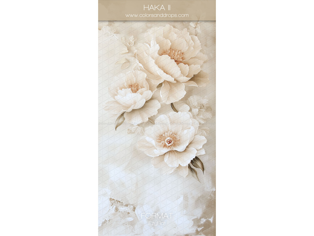 Photo backdrop Haka II – painted white peonies on light background | Colors&Drops