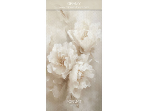 Photo backdrop Gramy – painted white peonies with hazy effect | Colors&Drops