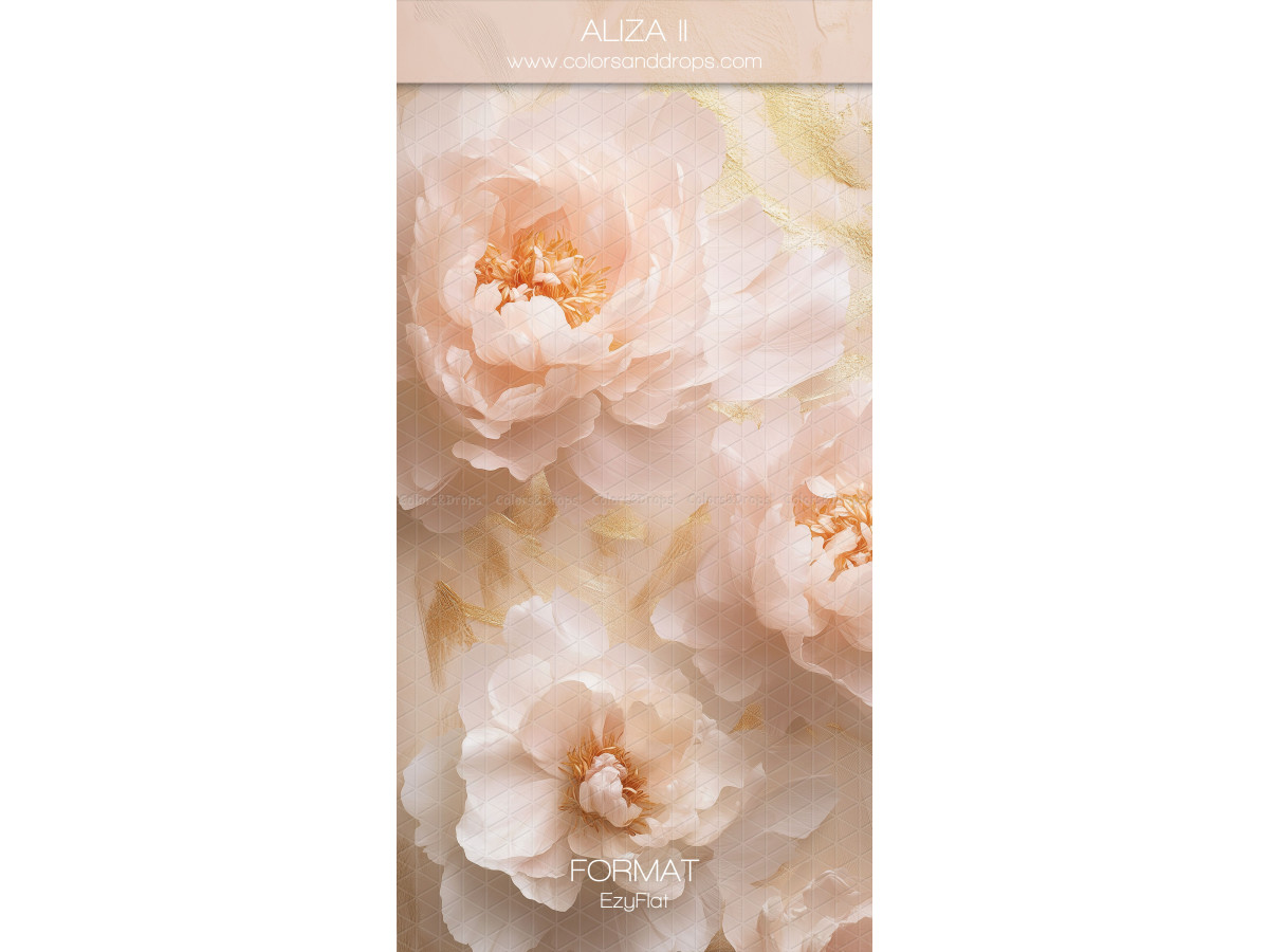 Photo backdrop Aliza II – painted peach peonies with hazy effect | Colors&Drops