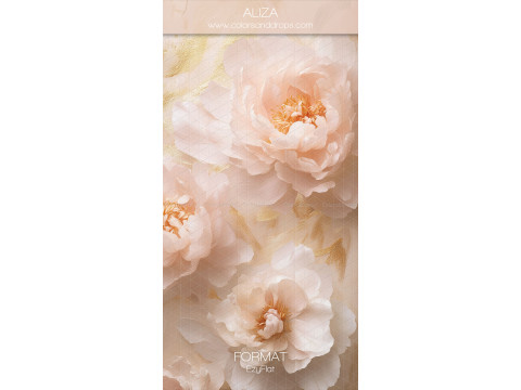 Photo backdrop Aliza – painted peach and white peonies | Colors&Drops