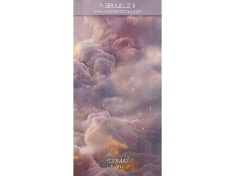 Fond photo Nebuleuz II – nuages mauves et roses avec paillettes dorées | Colors&Drops