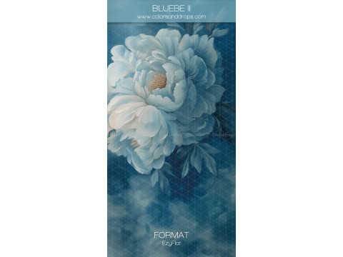 Photo backdrop Bluebe II – pale blue peonies on deep blue background | Colors&Drops