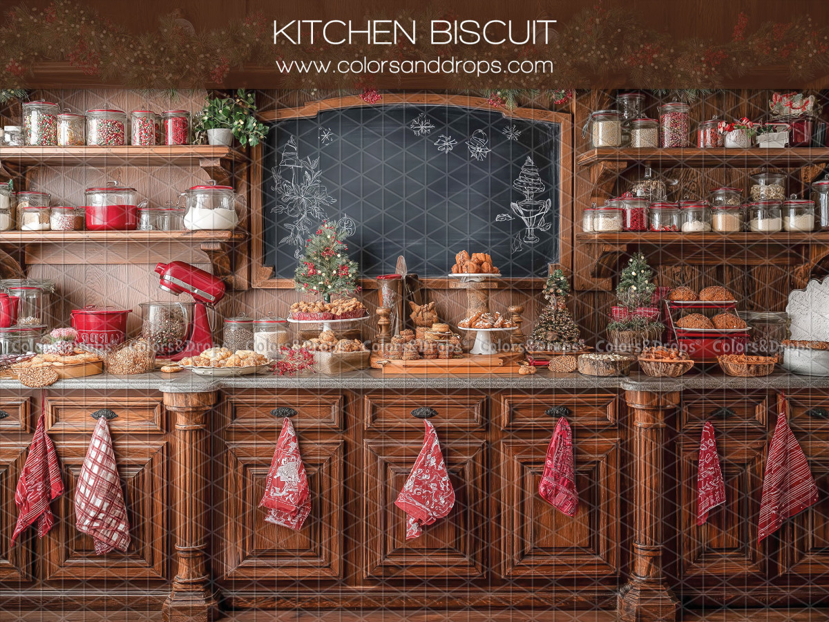 Fond photo de Noël Kitchen Biscuit – cuisine de biscuits de Noël avec ardoise | Colors&Drops