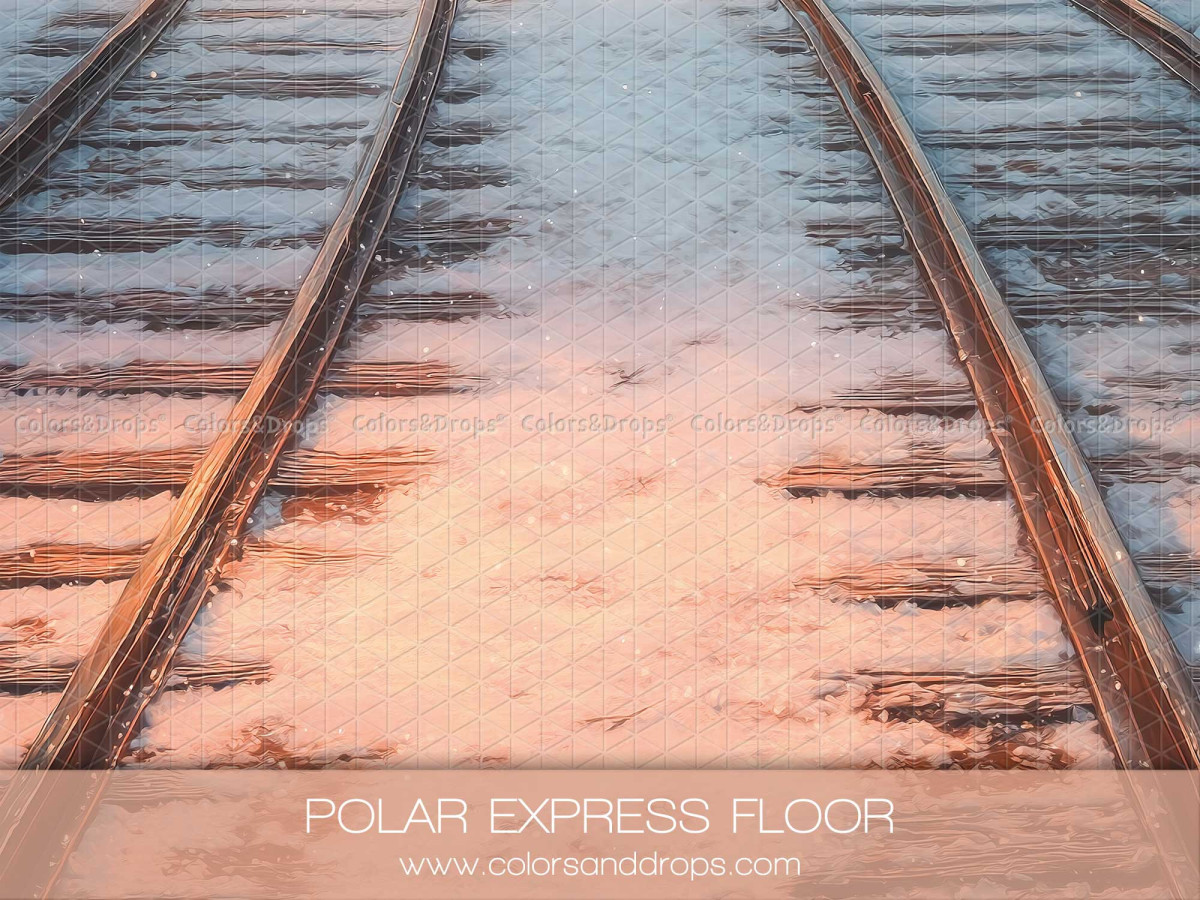 Fond et sol photo de Noël Polar Express Floor – sol voie ferrée enneigée | Colors&Drops