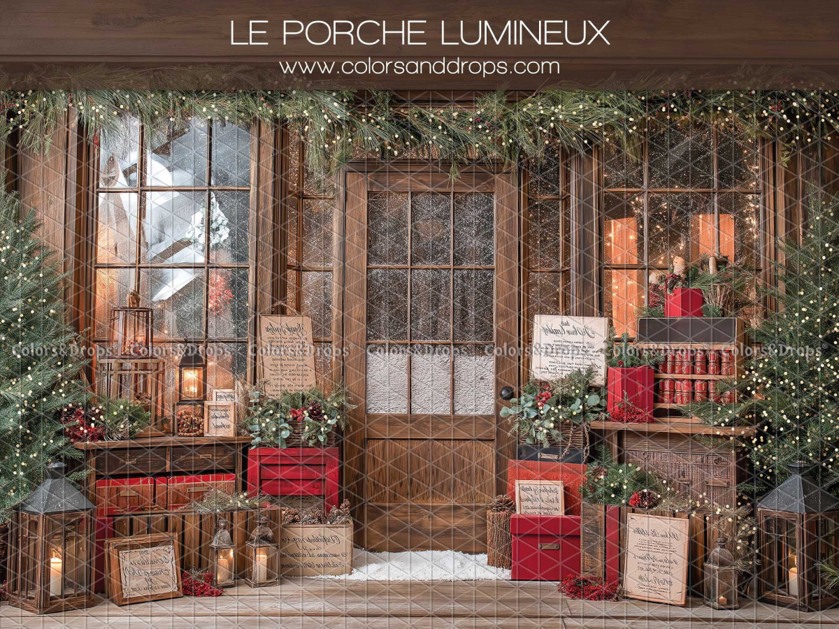 Fond photo de Noël Le Porche Lumineux – porche lumineux en bois avec boîtes aux lettres | Colors&Drops