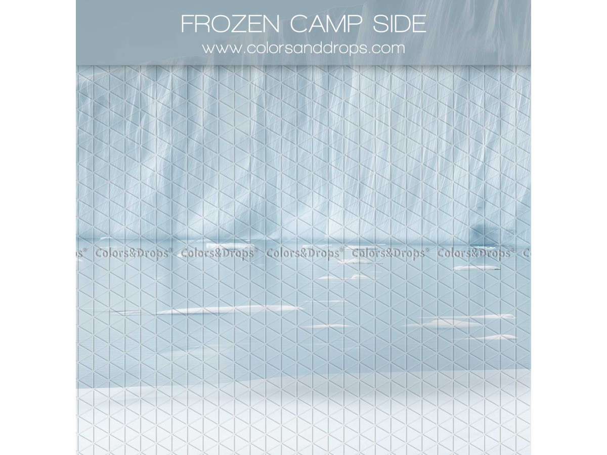 Fond photo latéral de Noël Frozen Camp Side – glacier et banquise bleu pâle | Colors&Drops