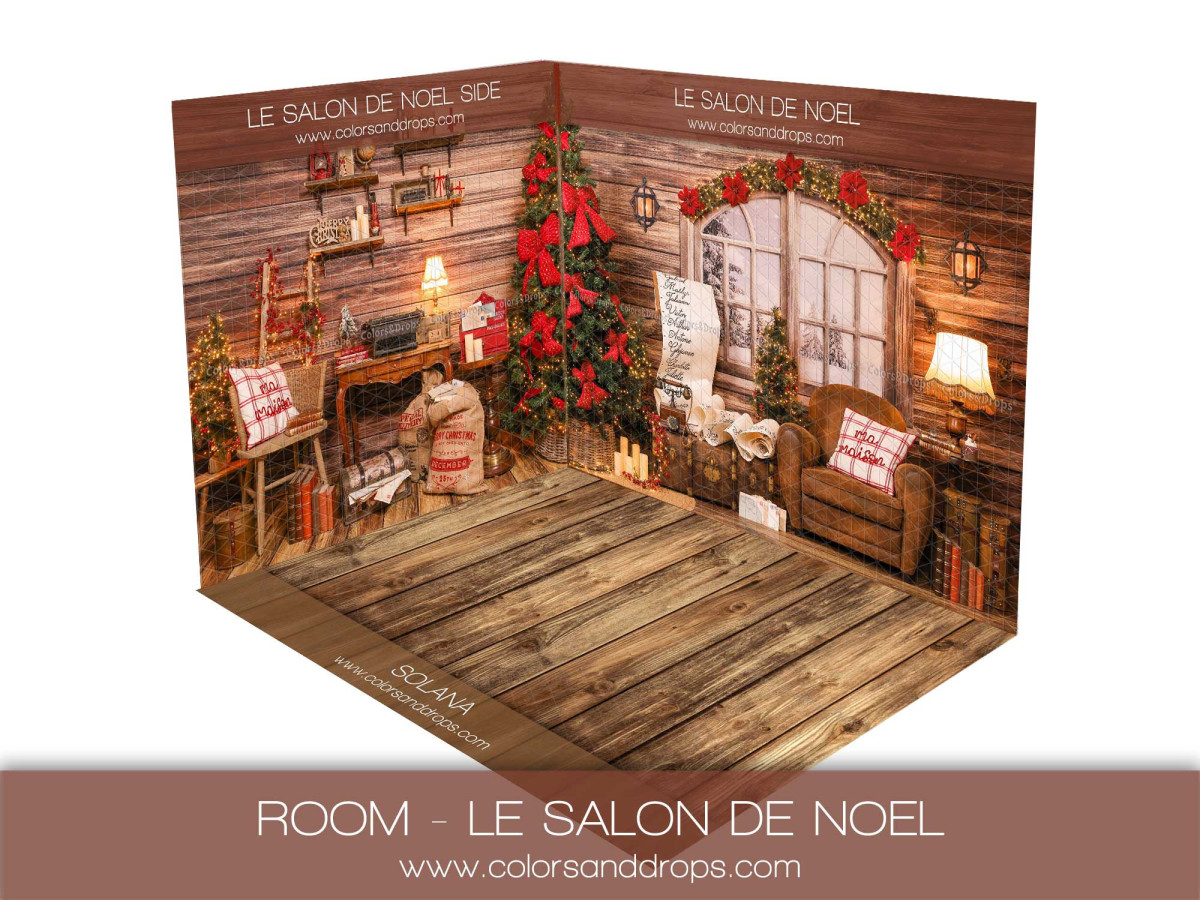 Fond photo d'angle Le Salon de Noel – salon de Noël en bois | Colors&Drops