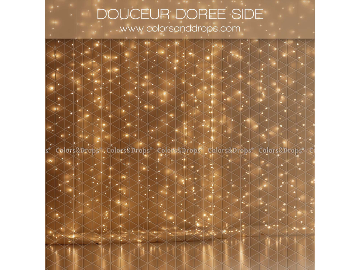 Christmas side photo backdrop Douceur Doree Side – golden string light curtain | Colors&Drops
