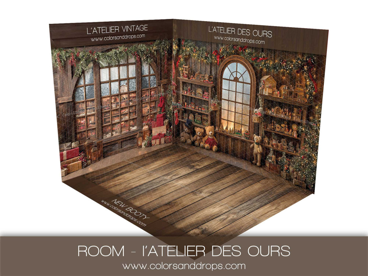 Fond photo d'angle de Noël L'Atelier des Ours – atelier vintage et atelier des ours | Colors&Drops