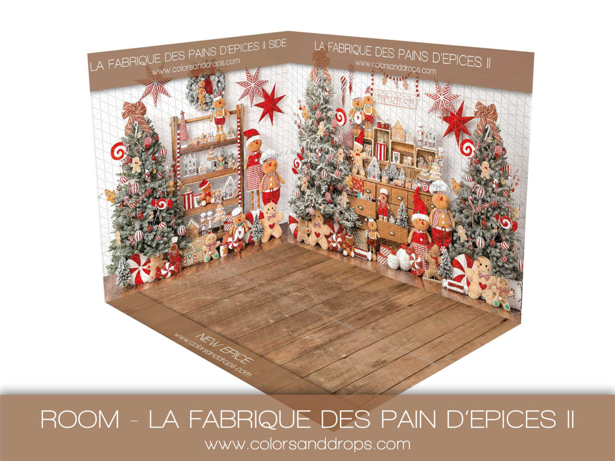 Fondo fotográfico de esquina de Navidad La Fabrique des Pains D'Epices II – fábrica de pan de jengibre | Colors&Drops