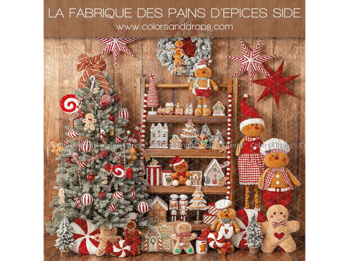 Fondo fotográfico lateral de Navidad La Fabrique des Pains D'Epices Side – estantería de pan de jengibre sobre | Colors&Drops