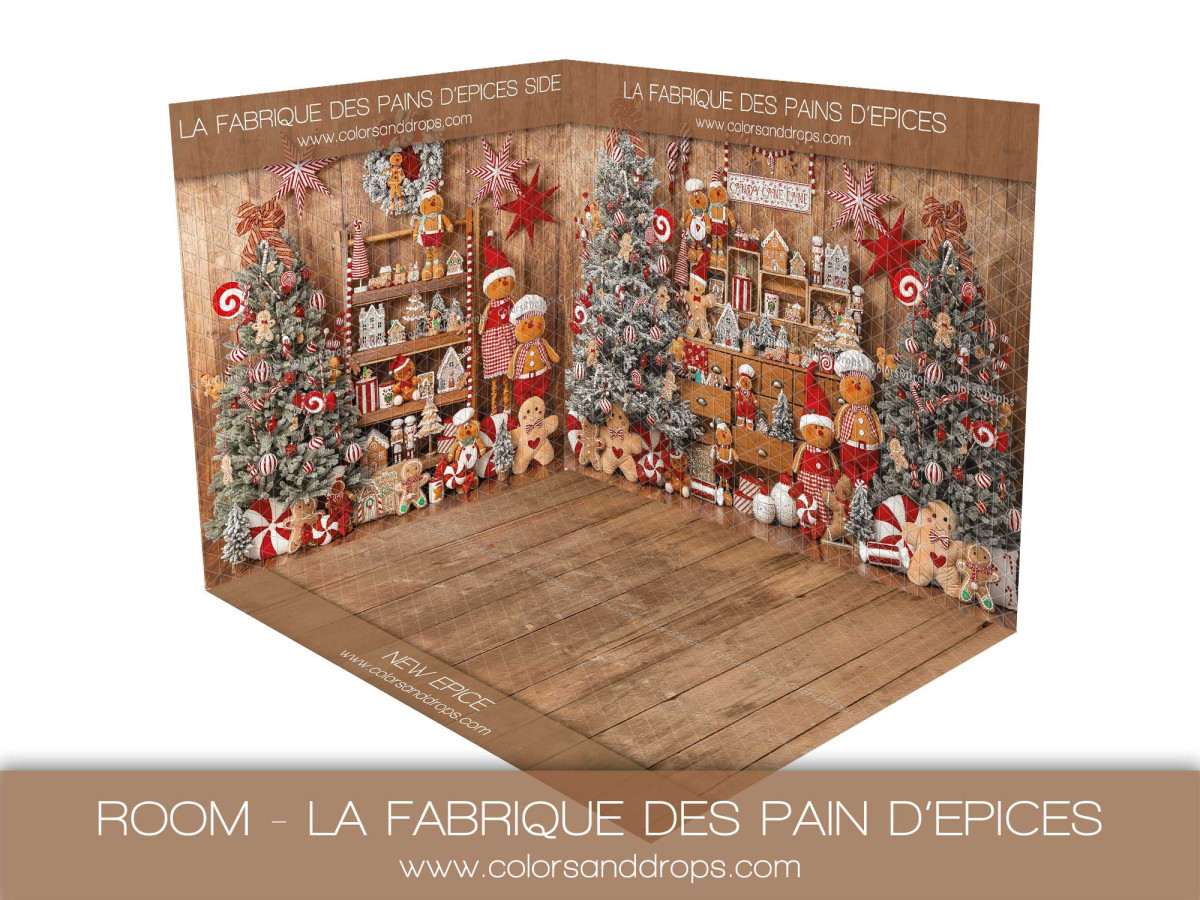 Fond photo d'angle de Noël La Fabrique des Pains D'Epices – pains d'épices sur bois | Colors&Drops