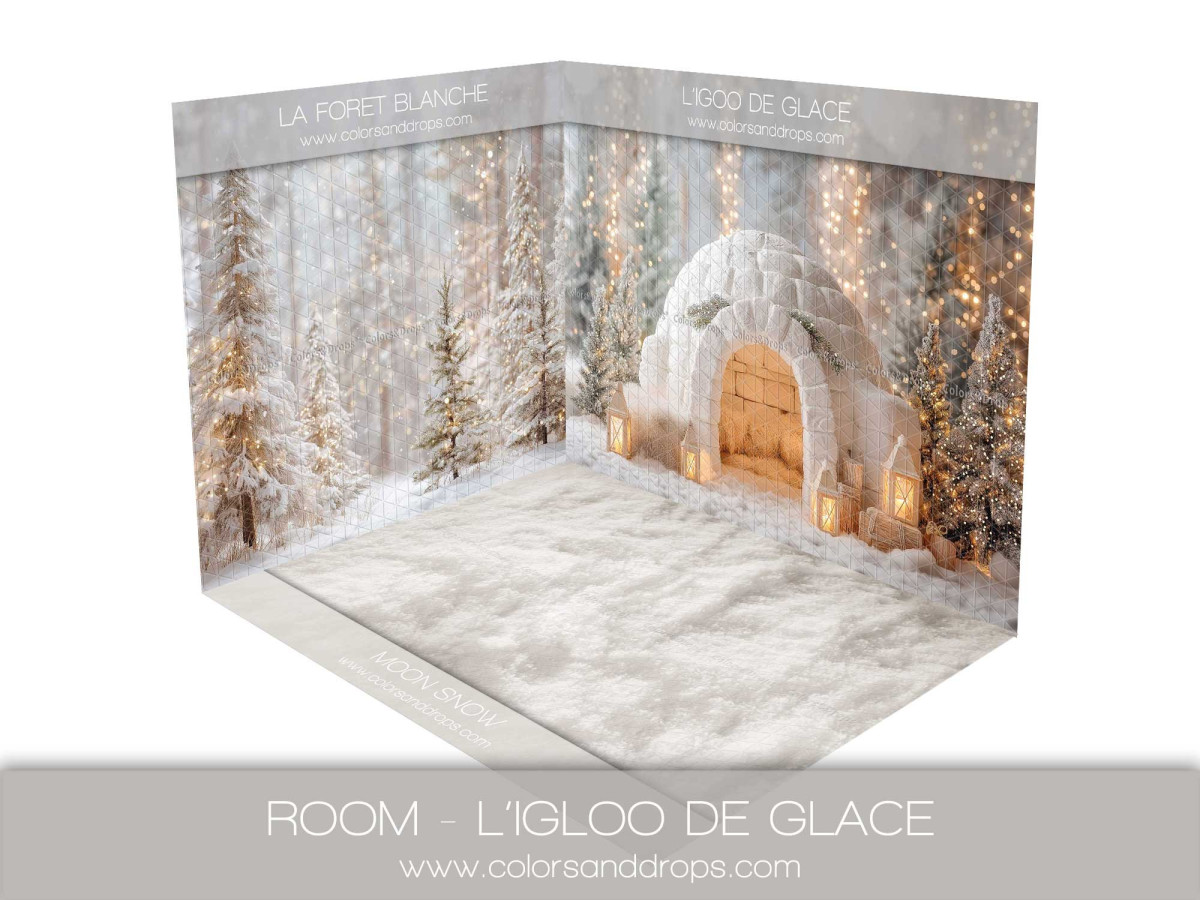 Christmas corner photo backdrop L'Igloo de Glace – snowy ice igloo | Colors&Drops