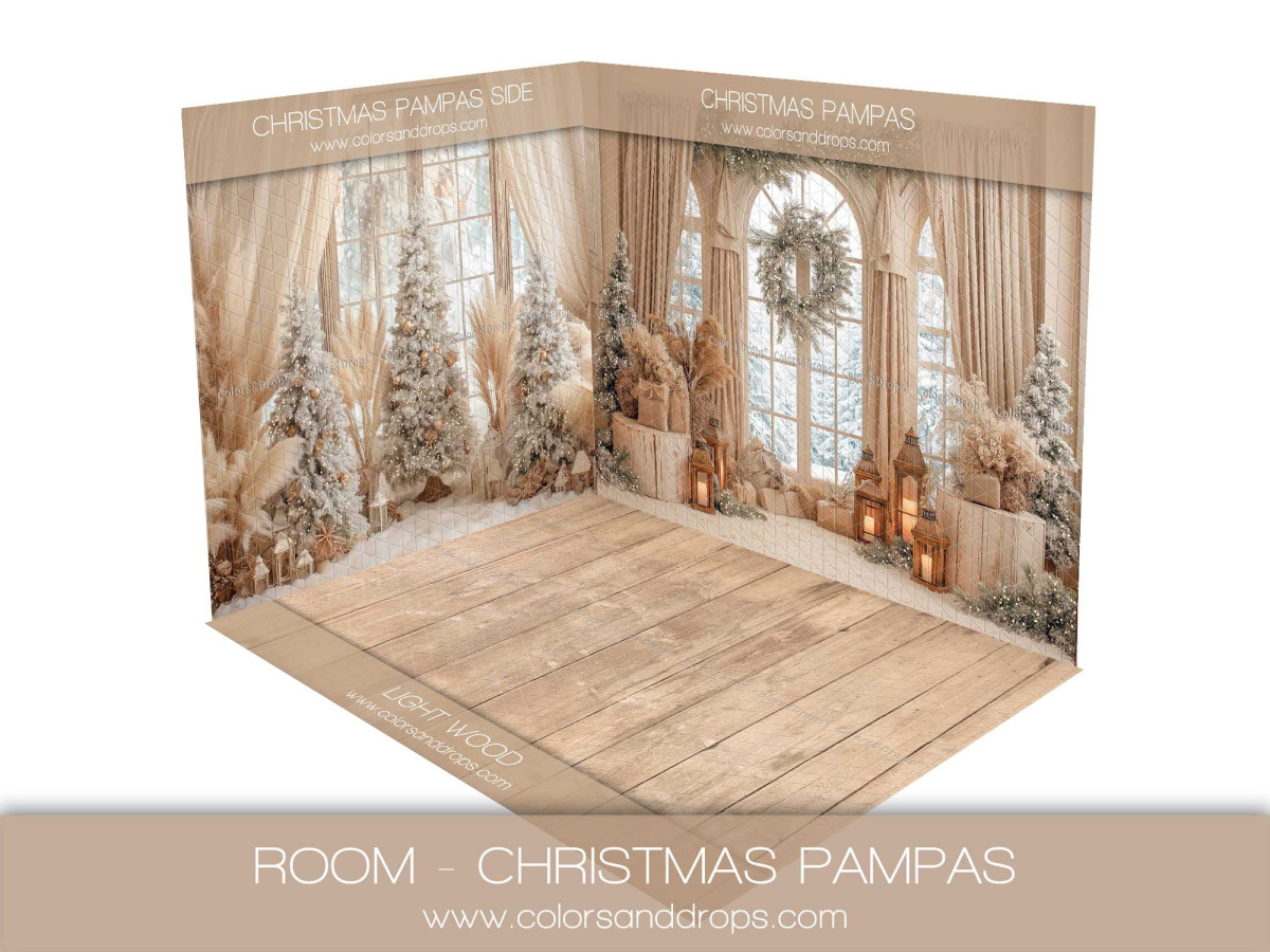 Fond photo d'angle Christmas Pampas – noël pampa et parquet clair | Colors&Drops