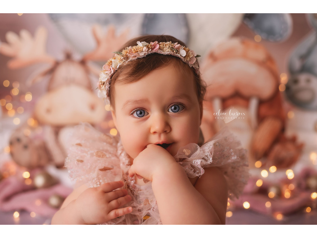 Baby & cake smash photo backdrop Baleine des Glaces – pastel whale and polar animals | Colors&Drops