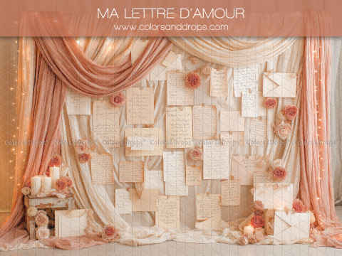 Fond photo Ma Lettre D'Amour – rideaux pêche avec mur de lettres d'amour | Colors&Drops