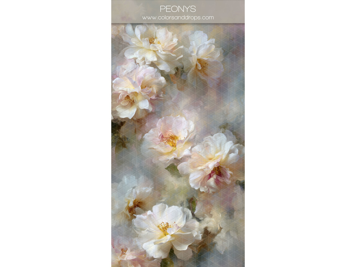White textured photo backdrop & floor Peonys – cascading painted white and pink roses | Colors&Drops